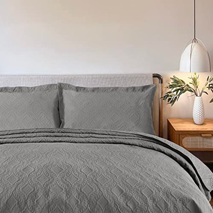  MYCRAFT King Quilt Bedding Set 3 Piece Lightweight Soft Coverlet - Bedspread Set For All Seasons(1 Quilt,2 Pillow Shams)