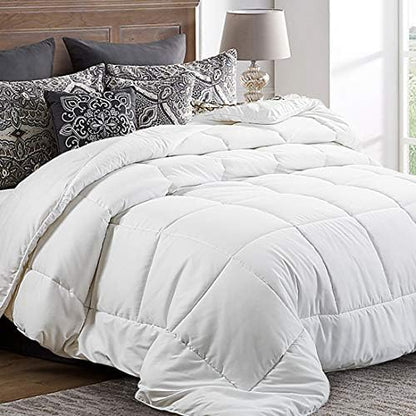  Comforter Queen Size White All Season Reversible Down Alternative Duvet Insert With Corner Tabs - Quality Winter Warm Soft Comforter (White,Queen,88"x88")