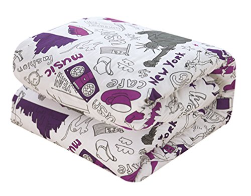  Chic Home Liberty 9 Piece Reversible Comforter New York Inspired Printed Design Bed In A Bag-Sheet Set Decorative Pillows Shams Included Size, Queen, Purple