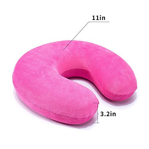  Mr.Ho U Shaped Memory Foam Pillow Neck Head Cushion Pillow Support Rest Outdoors Car Office Home Travel Pillow Cushion(Pink)