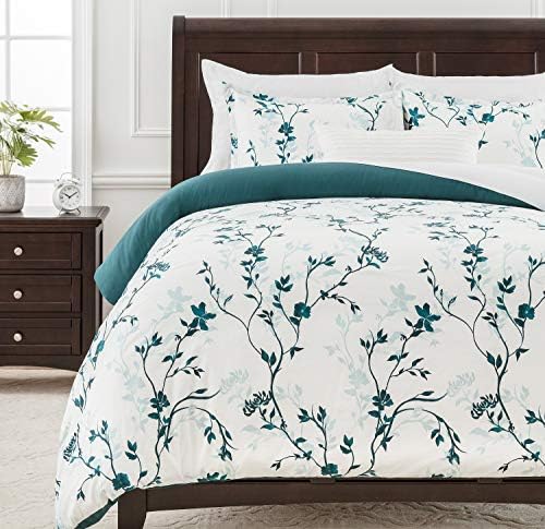  Rust Orange Floral Duvet Comforter Cover Bedding Set Queen Size - Floral Print 3-Piece Set Lightweight Elegant Aesthetic Microfiber Bedcover - Soft Machine Wash Breathable Stain Resistant