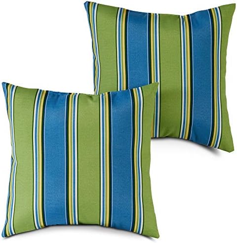  Greendale Home Fashions Outdoor 17-inch Square Throw Pillow, Set Of 2, Coral Stripe 2 Count