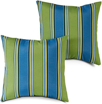  Greendale Home Fashions Outdoor 17-inch Square Throw Pillow, Set Of 2, Coral Stripe 2 Count