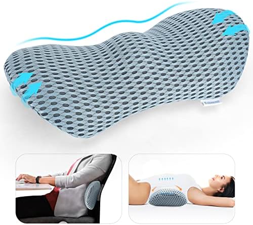  Sotvacmit Lumbar Pillow For Sleeping, Lumbar Support Pillow For Memory Foam Lumbar Pillow For Low Back Pain Relief, Back Pillow Suitable For Office Chairs, Lounge Chairs And Car Seats (Blue)