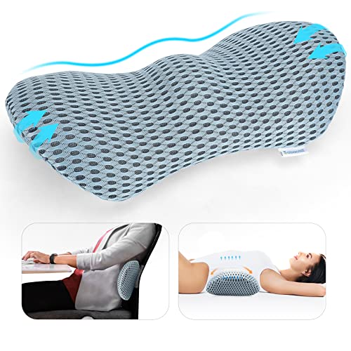  Sotvacmit Lumbar Pillow For Sleeping, Lumbar Support Pillow For Memory Foam Lumbar Pillow For Low Back Pain Relief, Back Pillow Suitable For Office Chairs, Lounge Chairs And Car Seats (Blue)