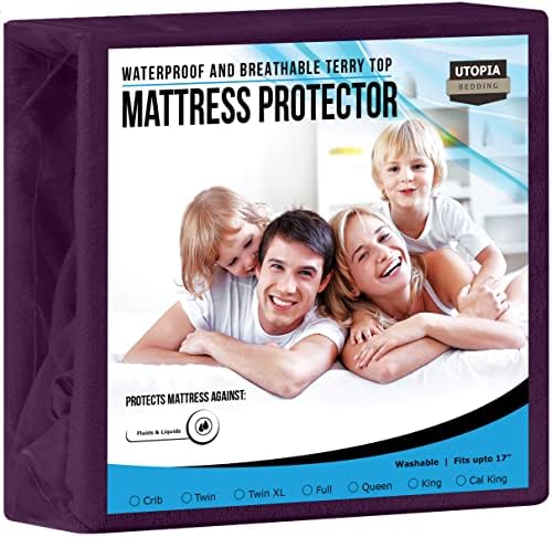  Premium Waterproof Terry Mattress Protector Twin 200 GSM, Mattress Cover, Breathable, Fitted Style With Stretchable Pockets (White)