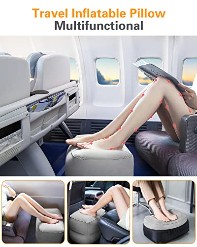  Sunany Inflatable Foot Rest Pillow For Travel, Kids/Adults Airplane Travel Pillow-Adjustable Height Cushions,for Kids To Sleep While Traveling,Suitable For Office, Home And Any Travell (1 Pack)