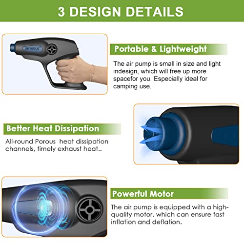  Lectric Air Pump, Air Mattress Portable Pump, Quick-Fill Inflator Deflator With 3 Nozzles, 110-240V/12V DC, 50W, 0.5PSI, Perfect For Outdoor Camping,Air Mattress Pump Air Bed Pool Toy Raft Boat