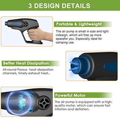  Lectric Air Pump, Air Mattress Portable Pump, Quick-Fill Inflator Deflator With 3 Nozzles, 110-240V/12V DC, 50W, 0.5PSI, Perfect For Outdoor Camping,Air Mattress Pump Air Bed Pool Toy Raft Boat