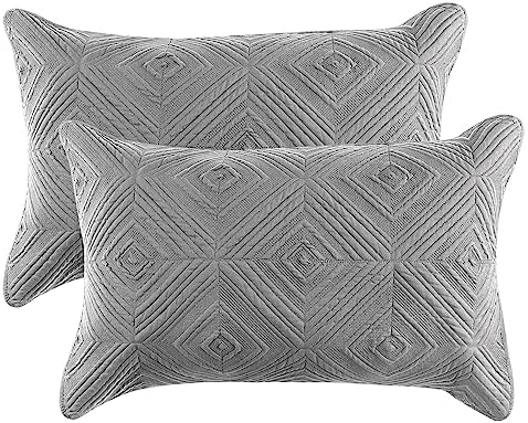  BOSOWOS Pillow Shams Standard Size Set Of 2, Ultra Soft Breathable Quilted Pillow Cases 20 X 26 Inches For Sleeping, Grey Big Round Standard 2Pack