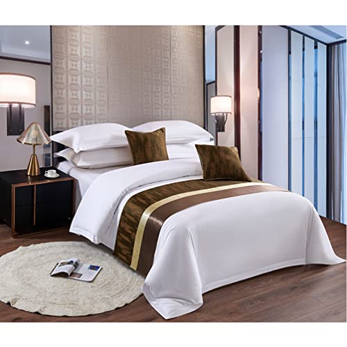  KOMAGOME Bed Runner Scarf Protector Slipcover Bed Decorative For Hotel Guesthouse Home Resorts (Brown,260X50cm For 2.0m Bed)