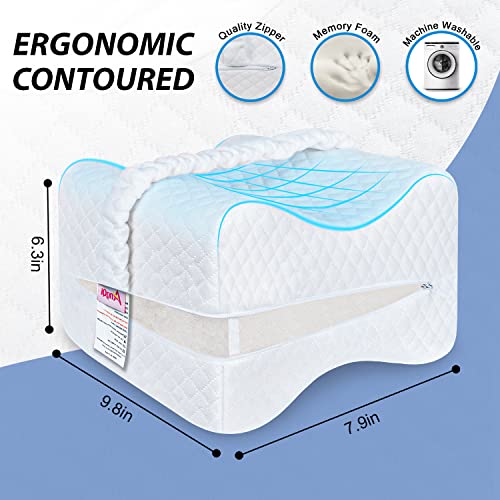  AngQi Knee Pillow For Side Sleepers, Leg Pillow For Lower Back Pain, Memory Foam Knee Support Pillow, Orthopedic Knee Pillow For Sleeping Hip Pain, Sciatica - With Leg Strap And Washable Cover
