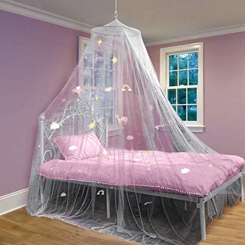  D Canopy For Girls With Glowing Stars - Princess Pink Baby Canopy For Bed, Netting Room Decor, Ceiling Tent, Canopy For Crib | Single, Twin, Full, Queen Size Kids Bed Curtains, Fire Retardant Fabric