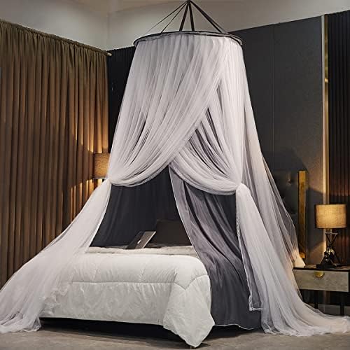  Luxurious Bed Canopy For Girls & Adults, Large Elegant Double Layer Bed Curtain Canopy Drapes, Round Dome Lace Princess Canopies Netting (Pink)