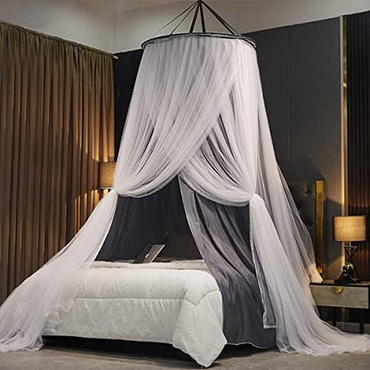  Luxurious Bed Canopy For Girls & Adults, Large Elegant Double Layer Bed Curtain Canopy Drapes, Round Dome Lace Princess Canopies Netting (Pink)