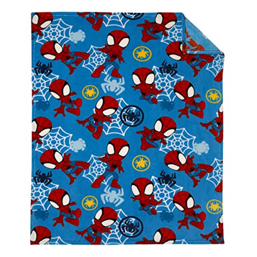 Disney Marvel Spidey And His Amazing Friends Blue, Red And White Spidey Team Super Soft Toddler Blanket