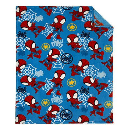 Disney Marvel Spidey And His Amazing Friends Blue, Red And White Spidey Team Super Soft Toddler Blanket