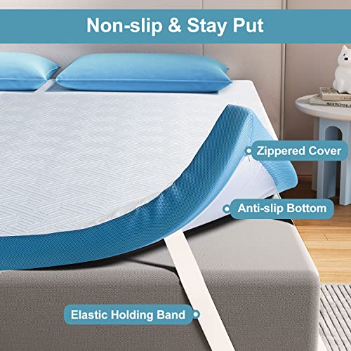  Sleepmax 4 Inch Gel Mattress Topper Queen - Medium Firm Memory Foam Mattress Pad, Supportive & Pressure Relieving - Bed Topper With Ventilated Cover Enhance Comfortable & Breathable