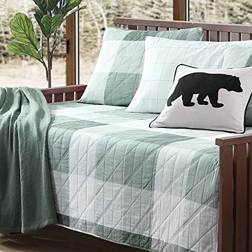 Eddie Bauer Home | Boulder Collection | Quilt Set - 100% Cotton, Reversible, Medium Weight Bedding With Matching Shams, Pre-Washed For Added Softness, Daybed, Green