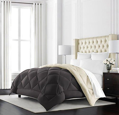  Beckham Hotel Collection Goose Down Alternative Reversible Comforter - All Season - Premium Quality Luxury Comforter - King/Cal King - Grey/Black