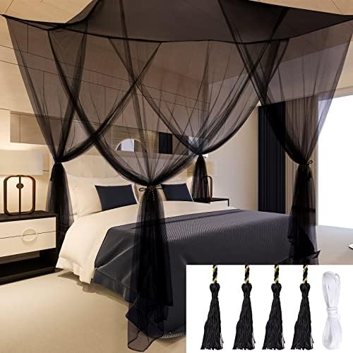  Mosquito Net Bed Canopy For Girls, Elegant Canopy Bed Curtains From Ceiling, Easy To Install, Dome Mosquito Netting For Single To Adult Size Beds, Home & Camping Use, White