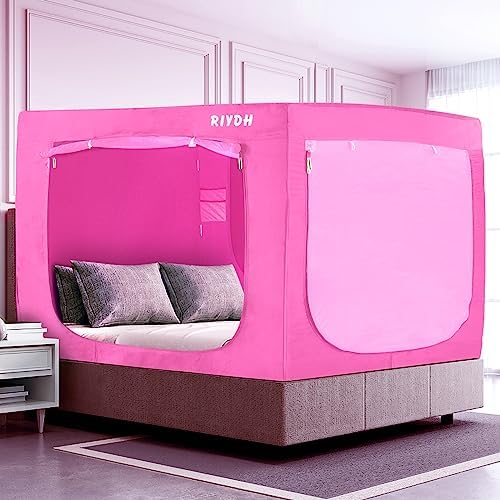  RIYDH Bed Tent Queen Bed Canopy Tents - Portable Dream Tent For Kids And Adult Indoor Sleeping Tents 70% Blackout With 3 Doors Breathable Private Space Tents