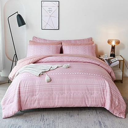  RYNGHIPY Striped Boho Bed Comforter Set Full Size Sage Green, 8Pcs Geometric Bohemian Bed In A Bag Down Alternative Comforter Bedding Set (Sage Green,Full Size)
