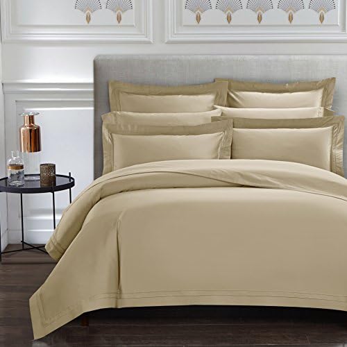  Asabolaj Triomphe Collection 3 Pieces Do Not Include Filling Grey Color King Size Duvet Cover Set 100% Egyptian Cotton Sateen 400 Thread Count Luxury Handcraft(Grey,King)