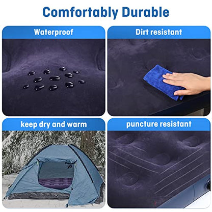  Twin Camping Air Mattress,9" Raised Inflatable Air Bed,Comfort Flocked Portable Blow Up Bed With Patch Kit And Hand Pump For Home Camping Travel