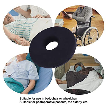  Donut Pillow Seat Cushion, 25cm Memory Foam Pillow, Relieve Pain And Pressure, Pregnancy Post Natal (Black)
