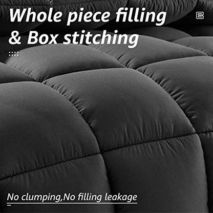  All Season Queen Size Bed Comforter - Cooling Down Alternative Quilted Duvet Insert With Corner Tabs - Winter Warm - Machine Washable - Dark Grey
