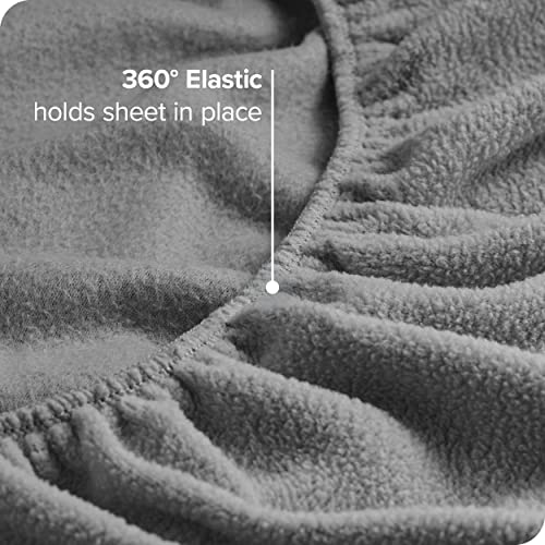  Bare Home Super Soft Fleece Sheet Set - Twin Extra Long Size - Extra Plush Polar Fleece, No-Pilling Bed Sheets - All Season Cozy Warmth (Twin XL, Grey)