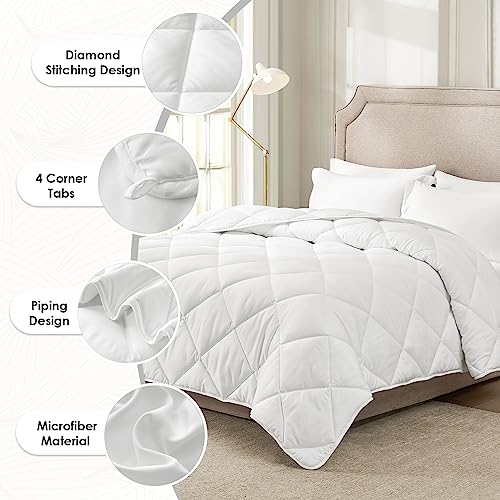  Homelike Moment Queen Comforter White Lightweight Duvet Insert - Down Alternative Comforters Queen Size, All Season Full Bed Duvet Inserts With Corner Tabs White