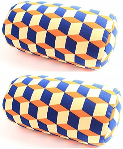 Bookishbunny 2pcs Micro Bead Roll Pillow Cushion For Bed Back Neck Head Body Support, 13" X 7", Various Designs (Dark Gray)