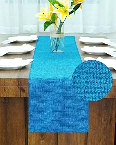  Arfair Dessin 13x48 Inch 4Ft Burlap Jute Textured Polyester High Density 650 GSM Fabric Table Runner Dresser Dining Wedding Party Fall Decorations : Natural