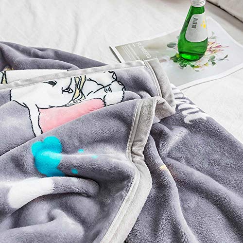  Dumbo The Flying Elephant Grey Nordic Coral Fleece Blanket Throws Bedspread Sheet Super Soft Microfiber Polyester Material Print (Queen90x98inch)