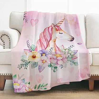  Unicorn Blanket, Cozy Lightweight Durable Bed Couch Blanket, Plush Microfiber Blanket 50"x60"
