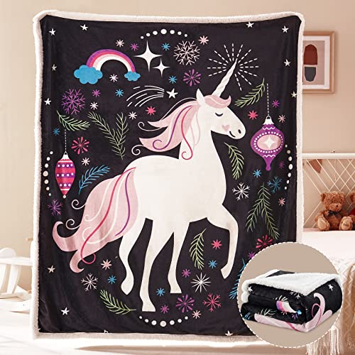  RHF Unicorn Blanket Gifts For Girls Soft Blanket For Kids For Little Girls 6-15 Year Cute Fuzzy Cartoon Unicorn With Unicorn Gifts For Birthday Christmas Thanksgiving Easter Gifts 50" X 60"