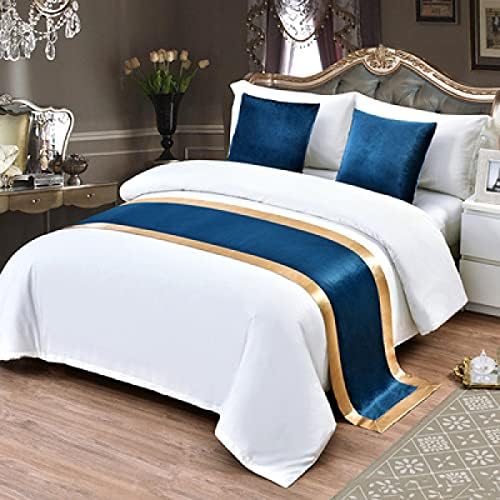  QFWMCW Hotel Bedding Bed Scarf Velvet Bed Runners & Scarves Bed Decorations Solid Purple Full 19inchX82inch