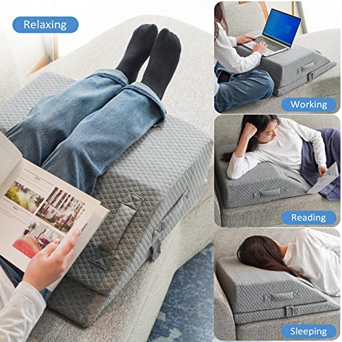  Adjustable Leg Elevation Pillows For Swelling, Cooling Gel Memory Foam Wedge Pillows For After Surgery, Sciatica Back Knee Hip Ankles Pain Relief, Leg Pillows For Sleeping Blood Circulation