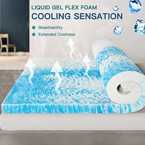  3 Inch Twin Memory Foam Mattress Topper, Cooling Gel Ventilated Design For Pressure Relief, CertiPUR-US Certified
