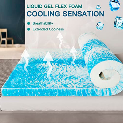  3 Inch Twin Memory Foam Mattress Topper, Cooling Gel Ventilated Design For Pressure Relief, CertiPUR-US Certified