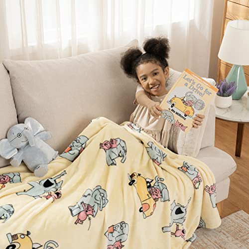  Berkshire Blanket & Mo Willems® VelvetLoft® Luxury Soft Cozy Cute Kids Throw Blanket,Gifts For Kids,Elephant & Piggie,50 In X 70 In(Official Mo Willems® Product)