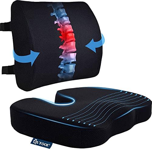  Lumbar Support Pillow For Office Chair Memory Foam Chair Back Cushion For Car, Gaming Chair, Recliner Improve Posture Large Ergonomic Back Pillow For Lower Back Pain Relief Double Adjustable Straps