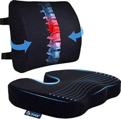  Lumbar Support Pillow For Office Chair Memory Foam Chair Back Cushion For Car, Gaming Chair, Recliner Improve Posture Large Ergonomic Back Pillow For Lower Back Pain Relief Double Adjustable Straps
