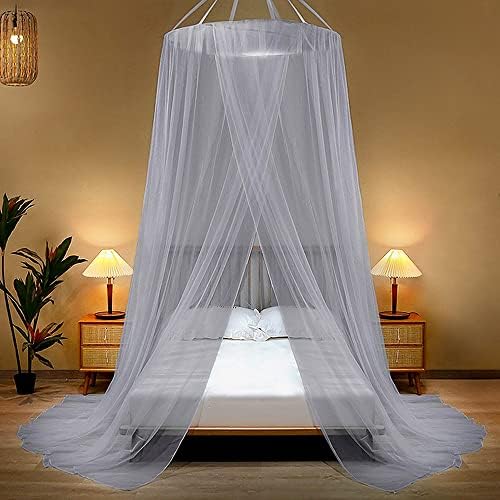  Mosquito Net Bed Canopy, Hanging Drapes Curtain Netting Over Bed Bedroom Decor For Single, Twin Full & Queen King Size Beds & Baby Crib ( White )