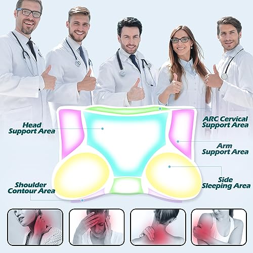  Upgraded Cervical Neck Pillow For Neck And Shoulder Pain, Ergonomic Contour Pillow For Sleeping, Memory Foam Pillow With Cooling Cover, Neck Support Pillow For Side, Back & Stomach Sleepers, Grey