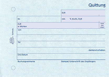  300, Receipt Inclusive Of VAT, DIN A6, Fälschungssicher, 50 Sheets, White