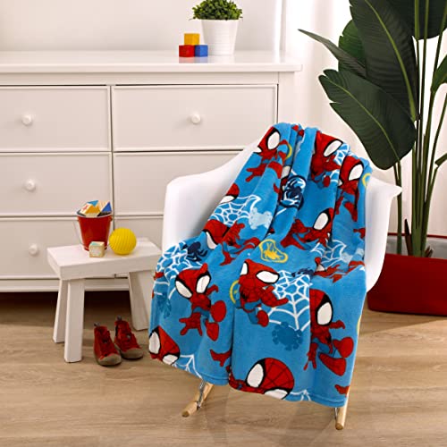 Disney Marvel Spidey And His Amazing Friends Blue, Red And White Spidey Team Super Soft Toddler Blanket