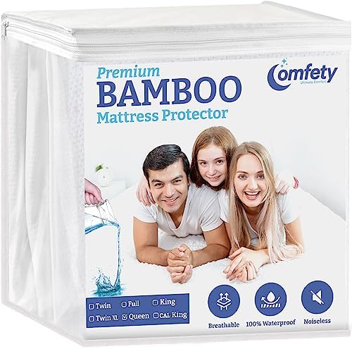  100% Waterproof Mattress Protector King Size Bed - Luxury Soft Bamboo Mattress Protector - Ultra Leak-Proof Shield Mattress Cover - Hypoallergenic, Breathable, Crinkle Free & Noiseless Mattress Cover